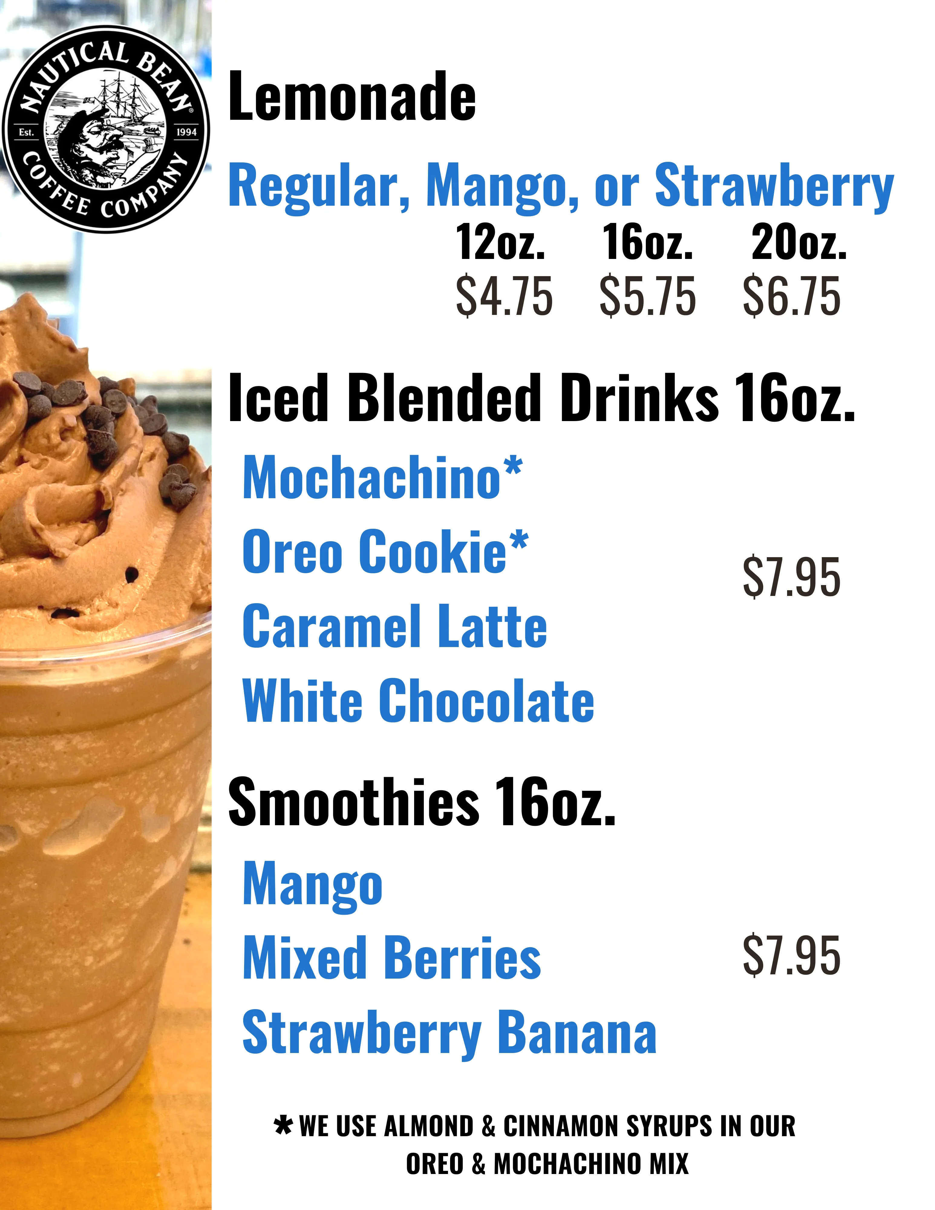 Lemonade, Blended Drinks, Smoothies